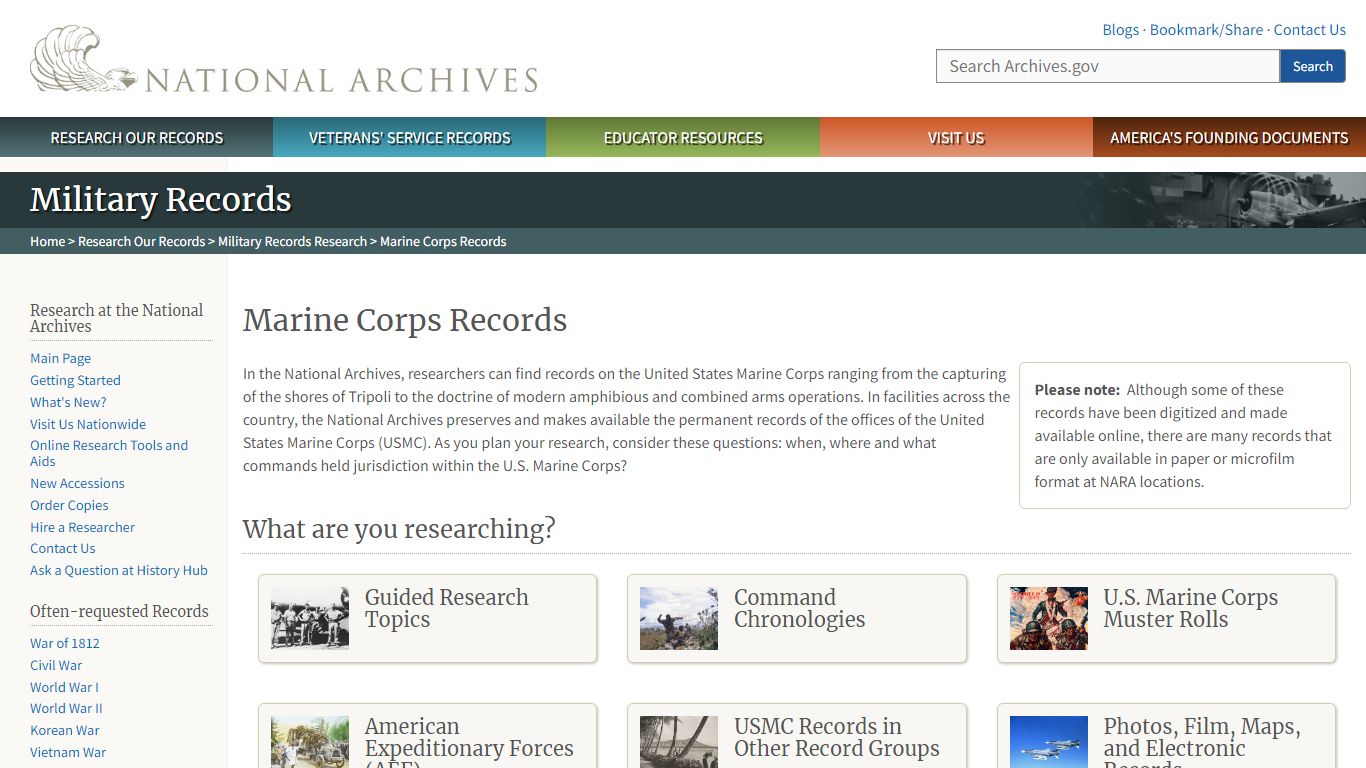Marine Corps Records | National Archives
